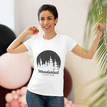 Wanderlust Women&#39;s Triblend Tee | Black and White Pine Tree Forest Graphic | Sof - £20.63 GBP+