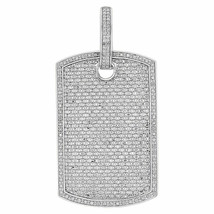 3.00Ct Round Cut Simulated Diamond Dog Tag Pendant 14k White Gold Over For Men&#39;s - £114.51 GBP