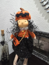 Halloween Witch Sequins Dress Shelf Sitter Doll Pumpkin Mantel Decor 24&quot; - $38.60