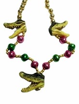 3 Alligator Heads Mardi Gras Beads Party Favor Necklace - £5.41 GBP