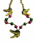 3 Alligator Heads Mardi Gras Beads Party Favor Necklace - £5.53 GBP