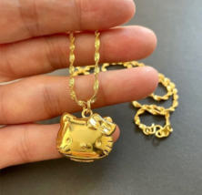 Hello Kitty Necklace 24K Gold Hello Kitty Locket Pendant Sanrio Hello Kitty - £74.90 GBP