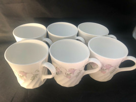 Corning Ware 6 Glass Coffee Cups Wisteria Purple Flowers USA - $33.28