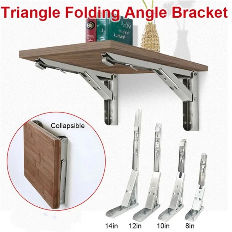 House Home 10/12/14 Inch Triangle Folding Angle Bracket Heavy Support Adjustable - £19.98 GBP