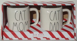 RAE DUNN  Coffee Mug Gift Set, &quot;CAT MOM” and “CAT DAD&quot;  Artisan Collecti... - $23.50