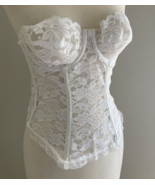 VTG Union USA Made White Lace Long Line  Bra  36  new wo tags Bustier co... - $451.60 MXN