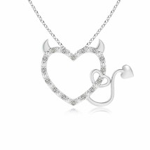Diamond Devil Heart Pendant Necklace in Silver (Grade- KI3, Size- 1MM) - £110.42 GBP