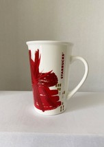 2014 Starbucks Coffee Mug Cup Christmas Red Poinsettia Tall Mug 16 Oz Red & Gold - £6.45 GBP
