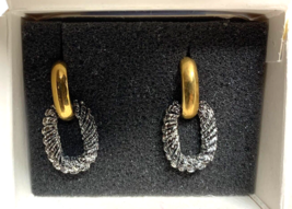 Avon Two-Tone Oval Link Textured Earrings Pierced New in Box - $12.50