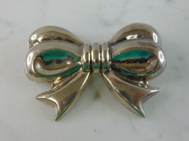 Womens Vintage Estate Sterling Silver Ribbon Bow Brooch 21.3g E793 - £86.84 GBP