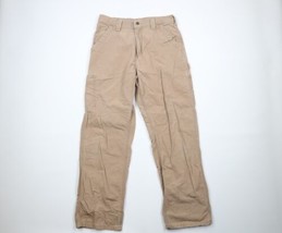 Vintage Carhartt Mens 32x32 Faded Spell Out Wide Leg Dungaree Pants Duck Brown - £46.68 GBP