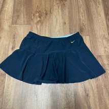 Nike Womens Solid Black Dri-Fit Tennis Skirt Size Medium Yellow Swoosh C... - $25.74