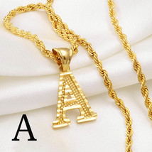 Anniyo A-Z Letters Necklaces Women Men Gold Color Initial Pendant Rope Chain Eng - £13.23 GBP
