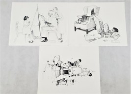 Norman Rockwell Pencil Drawing Sketched Prints 14-1/4&quot; x 11-1/4&quot; Lot of 3 - £9.72 GBP