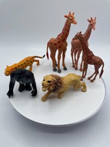 Vintage Lot of 6 Jungle Safari Zoo Animals 1970s-80&#39;s Non Articulated Lion - £7.45 GBP