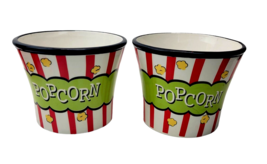 Pier 1 Imports Ceramic Popcorn Bowls Buckets 5.5&quot; x 4.5” Vintage Set of 2 - £15.62 GBP