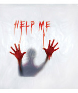 Novelty -HELP ME- BLOODY SHOWER CURTAIN Halloween Horror Prop Morgue Dec... - £11.93 GBP