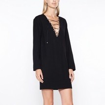 IRO Anicie Front Lace-Up Virgin Wool Blend Mini Dress Black Size 42/US 10 - £43.02 GBP