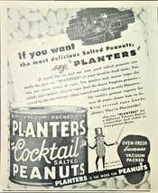 Planters Cocktail Salted Peanuts oven fresh vacuum packed-1948 Vintage P... - $8.51