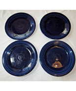 Unbranded stonewear Lot of 4 cobalt blue 10.5&quot; dinner plate round *^ - £20.28 GBP