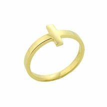10k Yellow Gold Sideways Cross Knuckle Ring Size 1, 2, 3, 4, 5, 6, 7, 8 - £79.56 GBP
