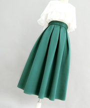Emerald Green A-line Midi Skirt Outfit Women Custom Plus Size Pleated Skirt image 3