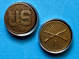 CIRCA 1926-1937, U.S. AND INFANTRY, A COMPANY, COLLAR DISKS TYPE II, ENL... - €12,96 EUR