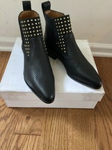 NIB 100% AUTH Chloe Gold Studs Black Leather Booties Ankle Boots Sz 37  - £551.68 GBP