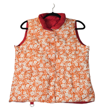 American Eagle Women’s Reversible Puffer Vest Quilt Floral Snap Burnt Or... - $233.24 MXN