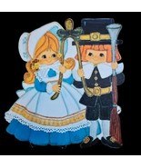 Vintage Thanksgiving Fall  Die Cut Pilgrim Wishbone Hallmark - $15.29