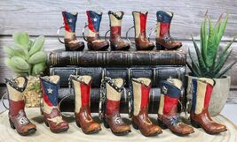 Pack of 12 Western Patriotic Texas Cowboy Faux Leather Boots Keychain Fi... - $45.99