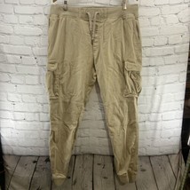 H&amp;M Cargo Pants Womens Sz XL Skinny Fit Beige Khaki Stretch Waist  - $19.79