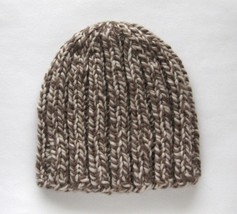 organic wool light brown unisex beanie melange handmade winter, size 7 1... - £11.73 GBP