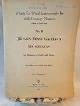 Six Sonatas for Bassoon or Cello and Piano; Vol. 1, Sonatas 1-3 by Galliard - $38.29
