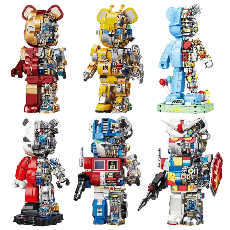 3D Mechanical Violent Bear Brick Block Toys Half-Body Model Robot MOC Technical - £44.06 GBP+