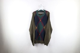 Vintage 90s Streetwear Mens XL Faded Rainbow Argyle Diamond Knit Dad Swe... - £42.52 GBP