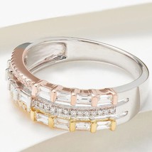 1/2CT Lab-Created Diamante Multicolori Fede Nuziale 14K Argento Placcato Oro - £79.33 GBP