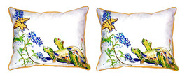 Pair of Betsy Drake Turtles &amp; Butterfly Large Indoor Outdoor Pillows 11X 14 - £55.38 GBP