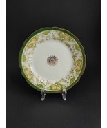Vintage Austria Scalloped Edge Plate Green Gold and Yellow Flowers 8&quot; - £6.97 GBP