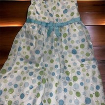 Bonnie Jean Size 4T Girls Polka Dot Party Dress Green White Blue Bow  Sl... - £17.05 GBP