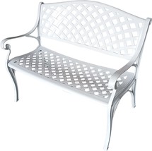Oakland Living Luxury High-End Cast Aluminum Outdoor Patio Bench, White - £176.61 GBP