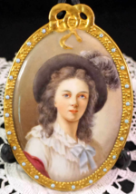 Vintage Hand Painted GDA France Porcelain Miniature Portrait Plaque of a Lady - £319.30 GBP