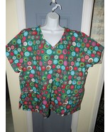 Simply Basic Green with Snowflakes Scrub Top Size 3XL Women&#39;s NEW - £14.35 GBP
