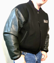 Golden Bear Leather Wool Jacket Fox Sports Net Black Made Usa Varsity L Vintage - $179.99