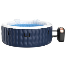 4 Person Inflatable Hot Tub Spa Portable Round Hot Tub With 108 Bubble Jets Blue - £693.56 GBP