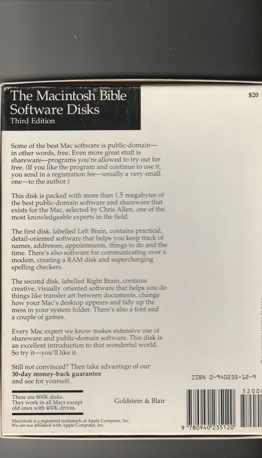 The Macintosh Bible Software Disks by Goldstein & Blair  Third Edition ~ 3.5" Item image 2