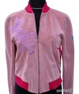 Donald Pliner Suede Leather Bomber Jacket Coat Embroidery New XS/S Lined... - £475.48 GBP