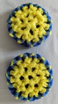 Puffy Flower Crocheted Nylon Scrubbies, Set of 2 (Save Ukraine) - £6.71 GBP