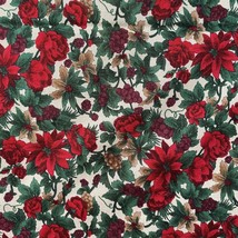 2 Yards VTG Cotton Fabric Vermont Lodge Hoffman International christmas floral - £11.32 GBP