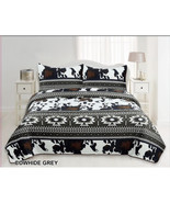 Aztec &amp; Cow Print Southwestern Bedding Set   Velvet Bedspread Oversized ... - £65.21 GBP+